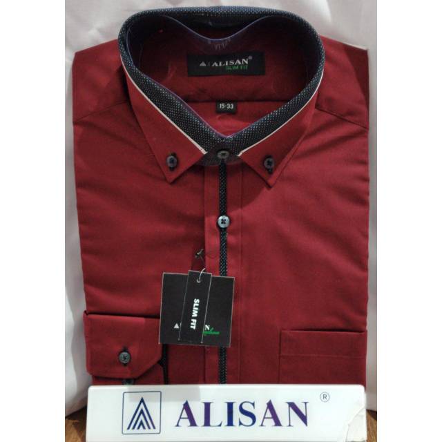 Kemeja polos kombinasi ALISAN Lengan panjang