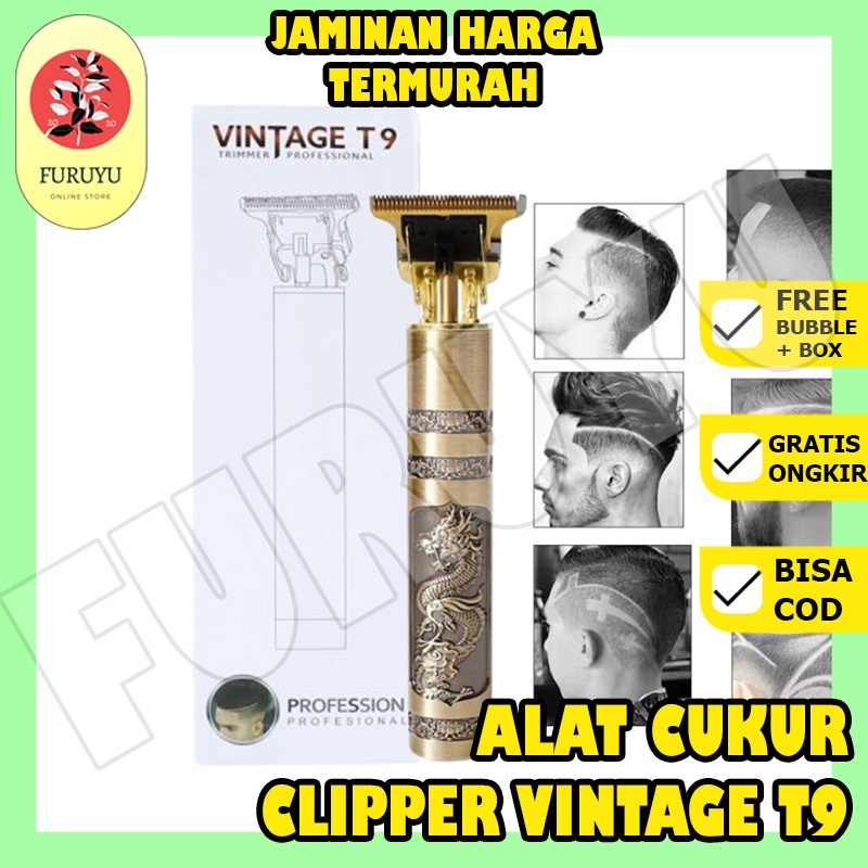 alat mesin cukur potong rambut bulu kumis dan jenggot listrik Vintage T9 dragon hair clipper trimmer naga shaver elektrik 0mm cukuran pencukur rambut baterai cas tanpa kabel portable kemei original