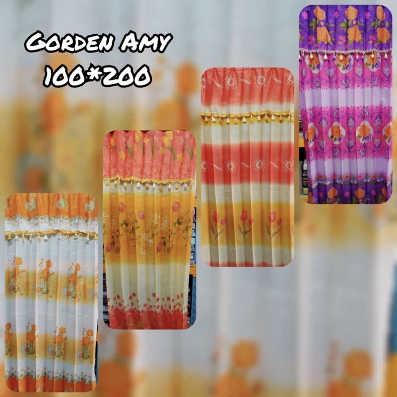 Gorden Ami Plisket Jepit Motif Bunga Tulip Minimalis / Horden Pintu Murah Ukuran 100x200 Free Kawat S