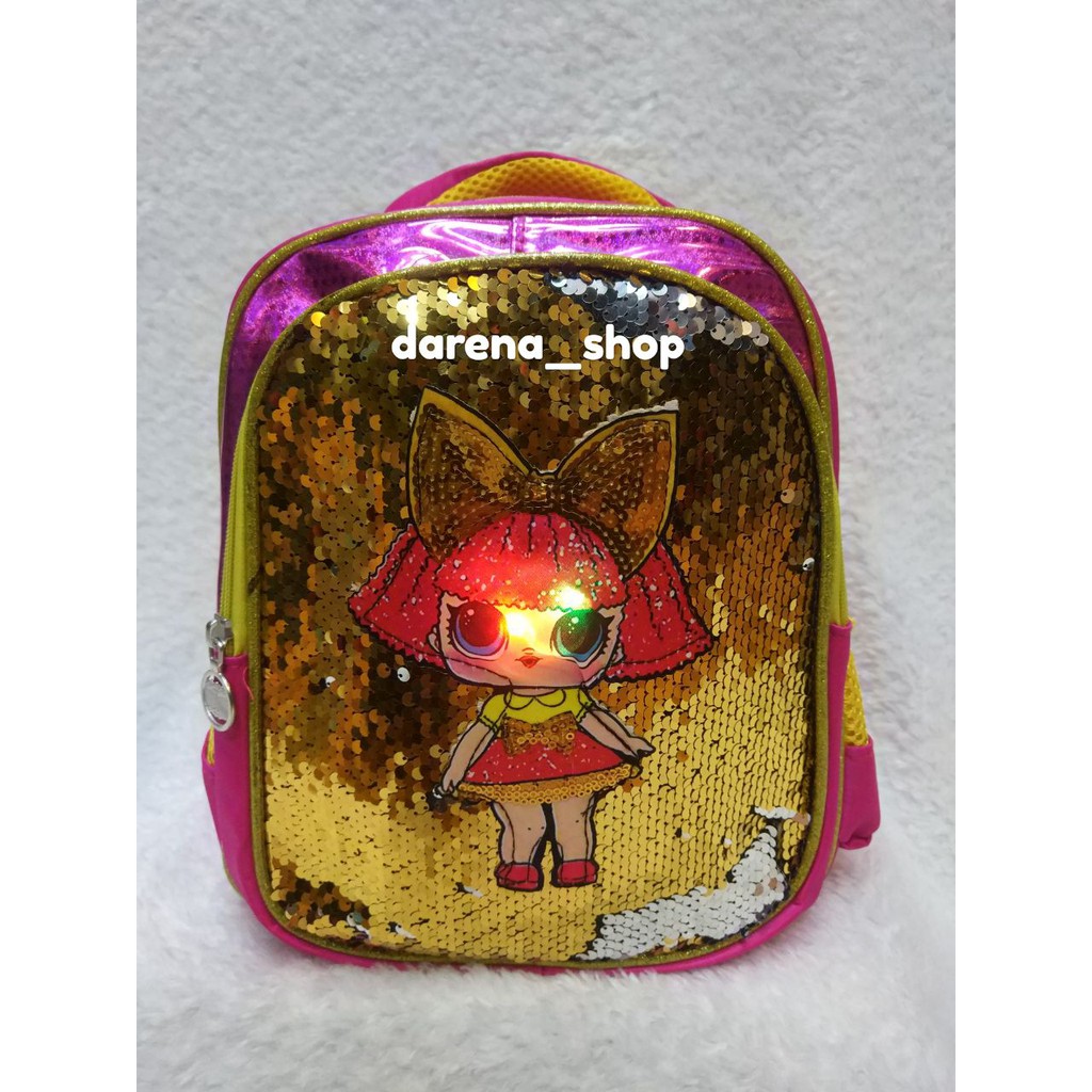 Ransel Anak Lampu LED Usap Hologram Import. 12 Inch. 43276. Darena Bags Bandung