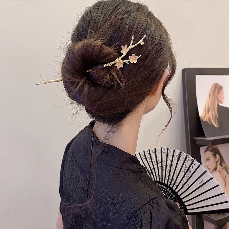 Jepit Rambut Model Bunga Rumbai Aksen Mutiara Bahan Alloy Untuk Wanita