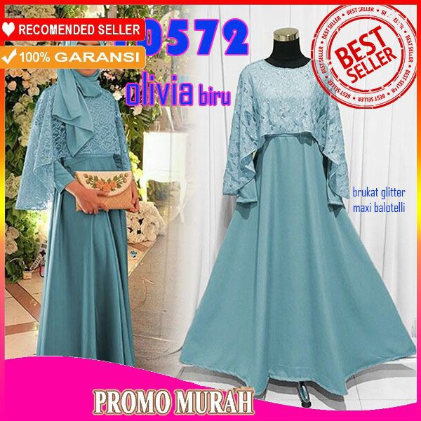 Olivia Gamis Syari Wanita / Gamis Syari Set Pashmina Fashion Muslim / Gamis Balotelli