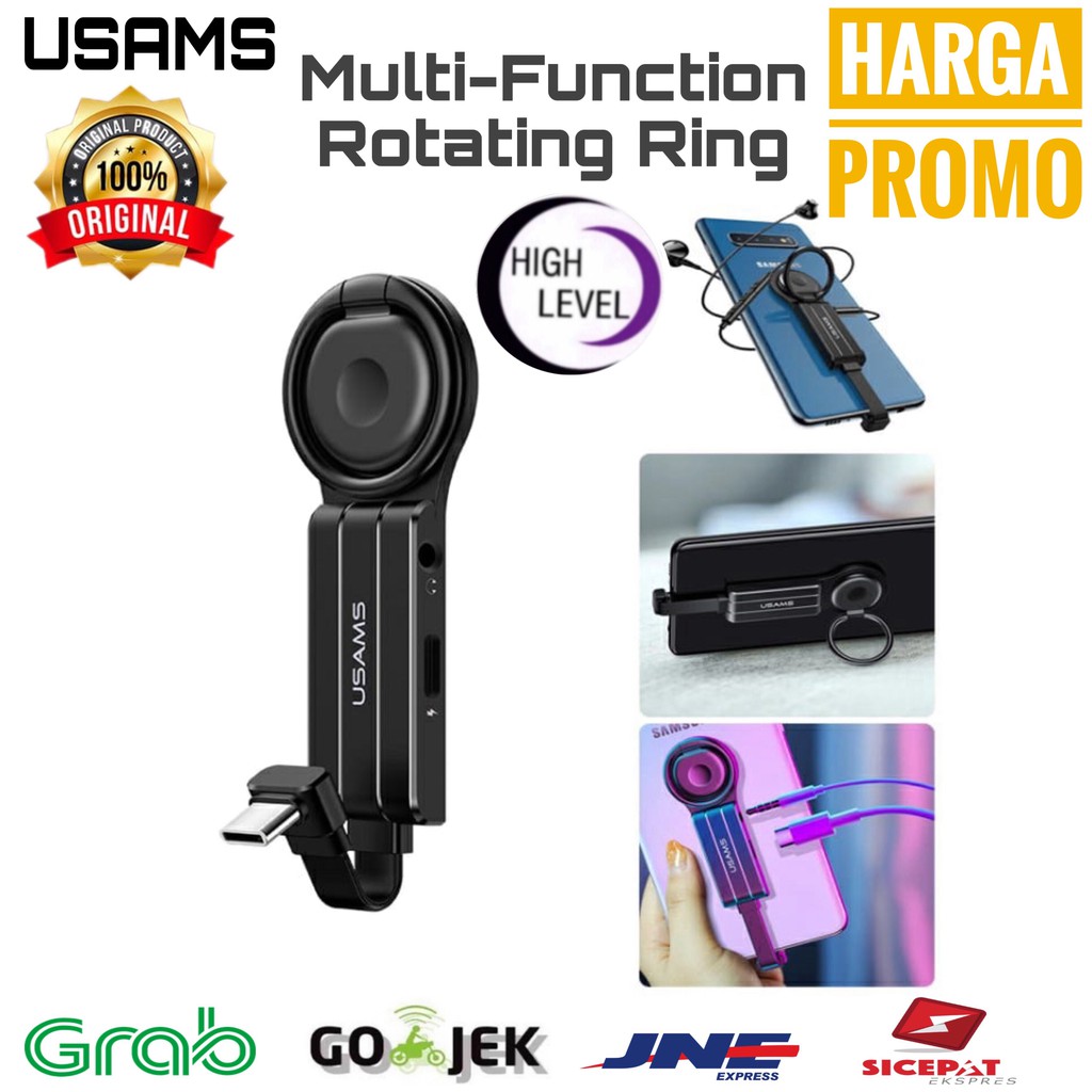 USAMS AU11 TYPE C TO AUDIO JACK 3.5MM TYPE C ADAPTER WITH RING HOLDER