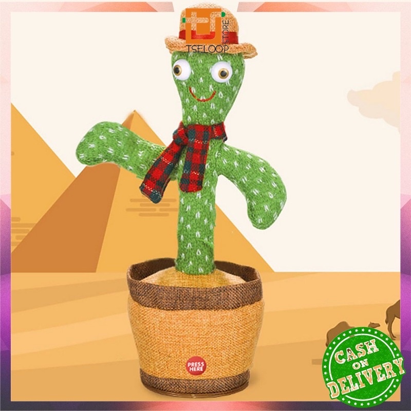 ELSOO Boneka Kaktus Goyang Boneka Joget Bisa Bicara Menyanyi Merekam Free Charger