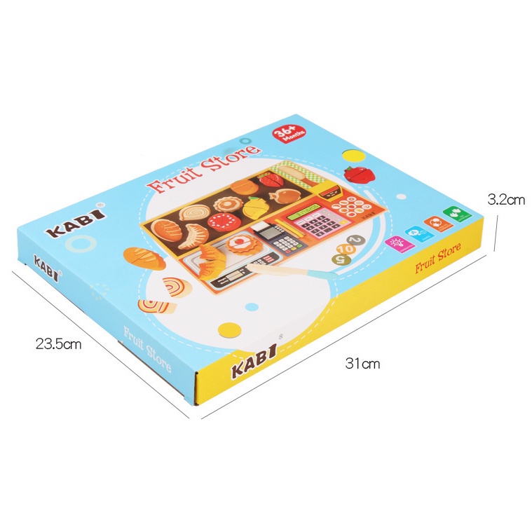 KABI Wooden FRUIT STORE Board Puzzle Game / Mainan Kayu Pretend Play Anak Masak-Masakan / Mainan Pretend Play Kasir Fruit Store / Mainan Toko Buah-Buahan Anak / Mainan Edukasi Puzzle Kayu Berkualitas