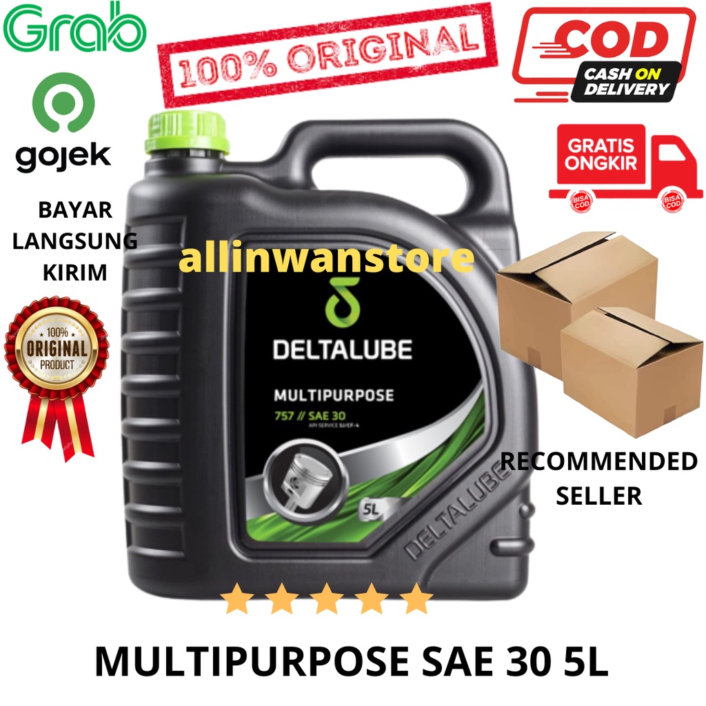 Oli Deltalube Multipurpose 757 SAE 30 API Service SJ CF-4 isi 5 Liter