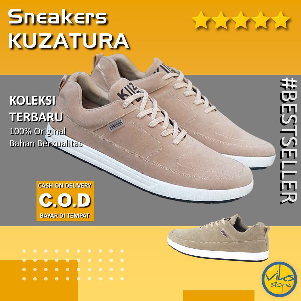 Sepatu Sneakers Pria Cowok Tali Style Casual Distro Kuzatura Original Suede Lokal Premium Elegan