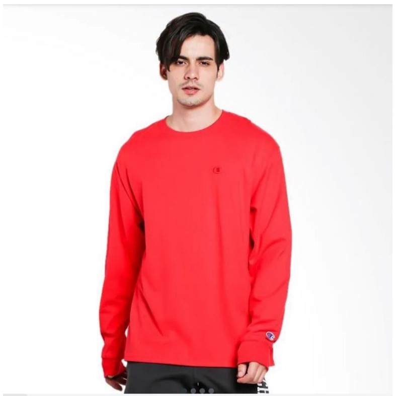 CHAMPION ORIGINAL Kaos Lengan Panjang Jersey Long Sleeve Tee Scarlet L europe