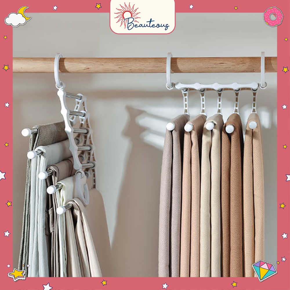 Gantungan Baju Magic Hanger Celana Jilbab Susun 5 In 1