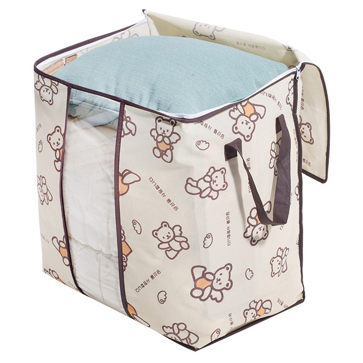 Kotak kain Kantong simpan Organizer Mainan Baju Selimut Penyimpanan Pakaian Fabric Storage Box Blue Gray tas baju selimut mainan anak Panjang celana lemari portable anti air pakaian lama baru sementara