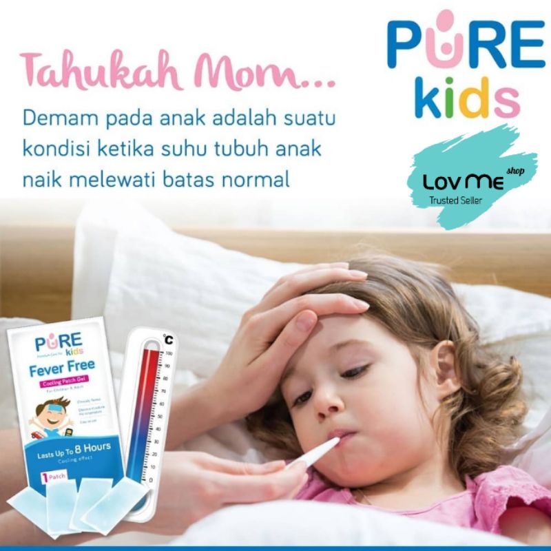 lov me❤ Pure Kids Fever Free Patch cooling gel isi 4- Kompres penurun panas