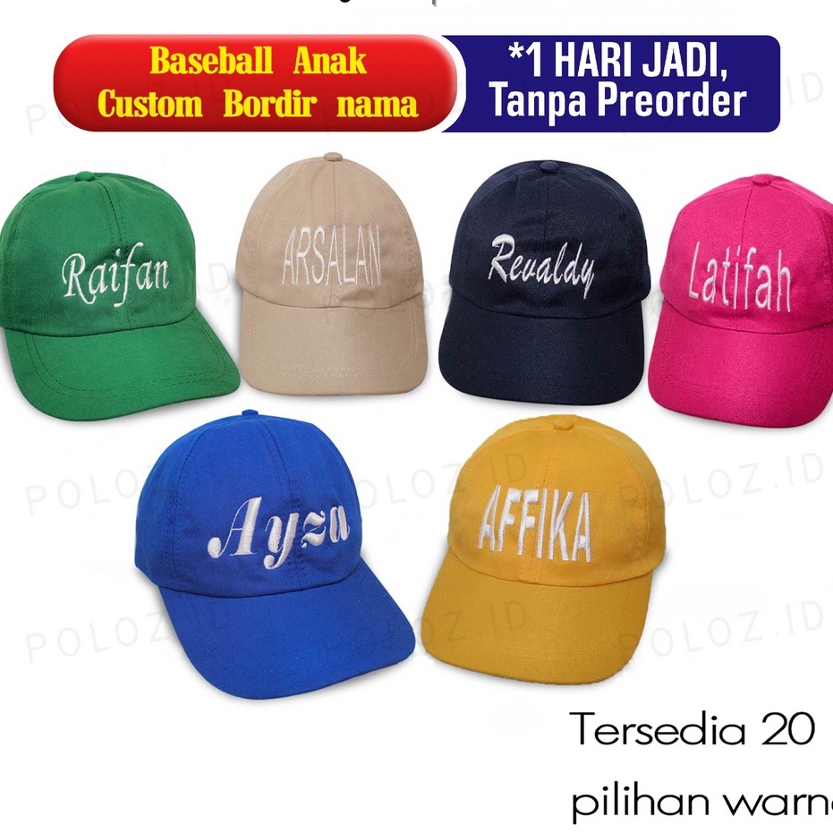 TOPI BORDIR NAMA ANAK TOPI CUSTOM NAMA TOPI BORDIR SATUAN TOPI BASEBALL BORDIR NAMA DEWASA