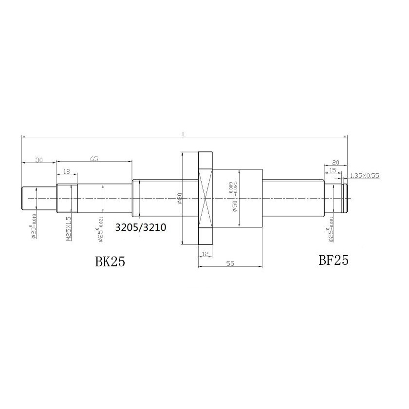 [HAEBOT] Ballscrew Ball screw SFU3205 SFU 3205 3000mm 300cm CNC End Machined + Nut Router Milling Mesin Presisi Z Axis Leadscrew 32mm Pitch 5mm Industri Otomasi