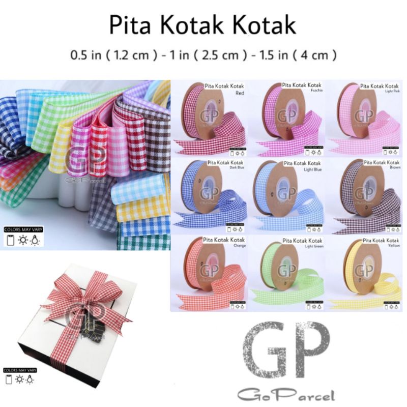 ( 3 Meter ) PLAID RIBBON - PITA KAIN KOTAK KOTAK 0.5 / 1 IN / 1.5 INCH MERAH KUNING HIJAU BIRU UNGU 1.25 CM / 2.5 CM / 4 CM DEKOR HIASAN KADO HAMPERS PARCEL HADIAH DEKORASI DEKOR KADO