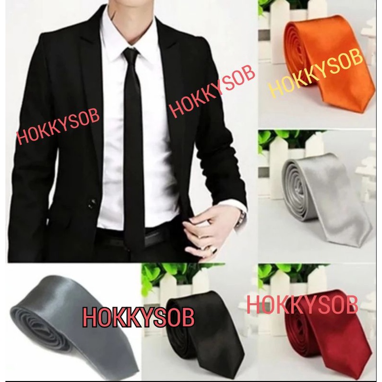 Dasi slim 2inch 5cm polos Import hitam hijau tosca biru hijau mint dongker coklat  putih tulang abu tua ungu lilac violet ungu muda seragam wisuda wedding kantor