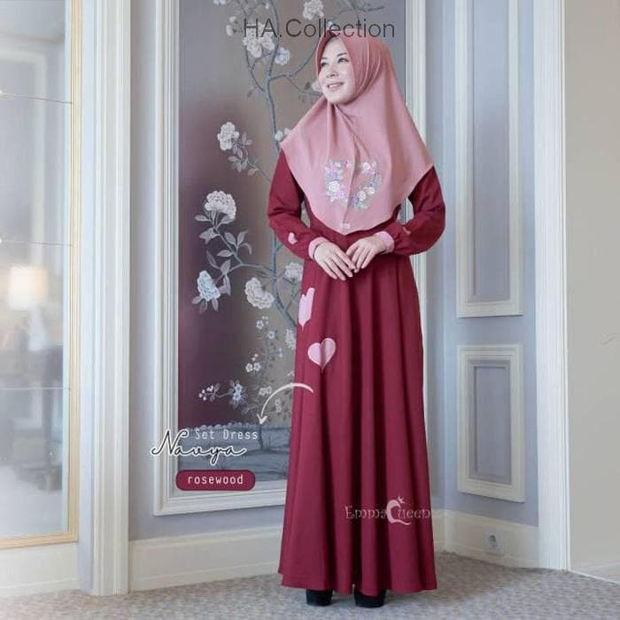 Gamis Wollycrepe Navya Dress Mom Set Khimar Emmaqueen