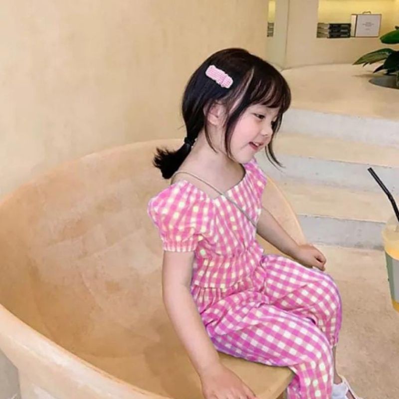 setelan MAYA/anak perempuan motif kotak kotak 2-7tahun