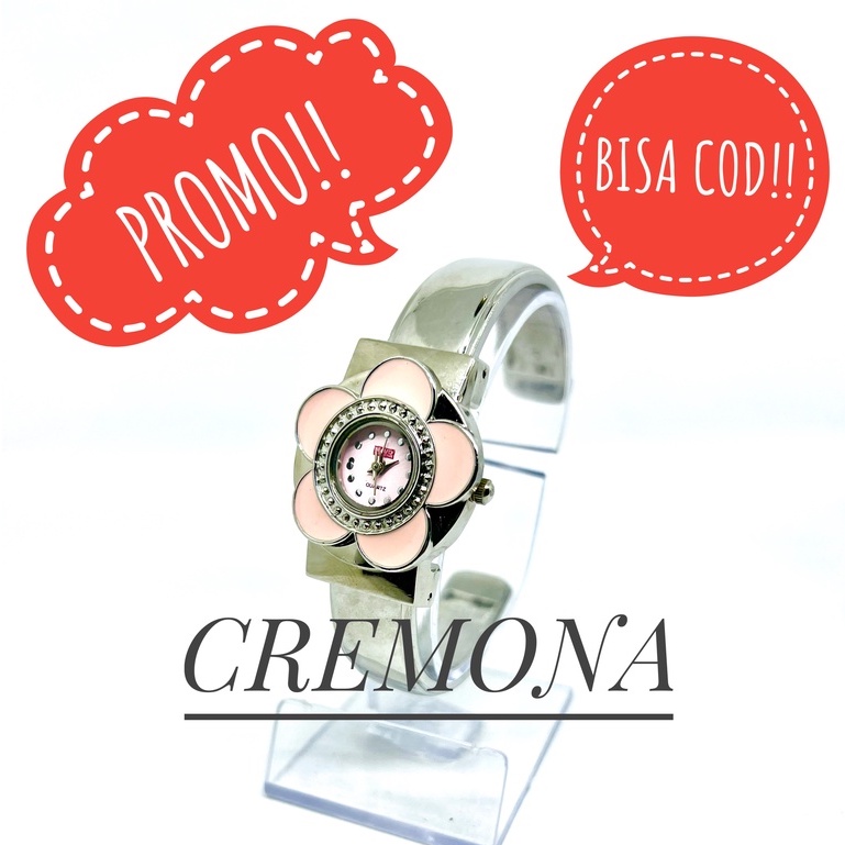 CREMONA Jam Tangan Analog Murah Wanita Cewek Model Gelang Motif Bunga Import