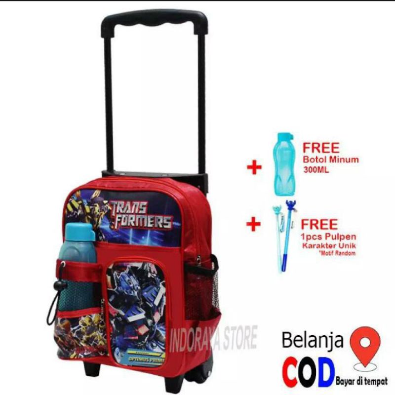 tas troli karakter superhero free botol dan pulpen