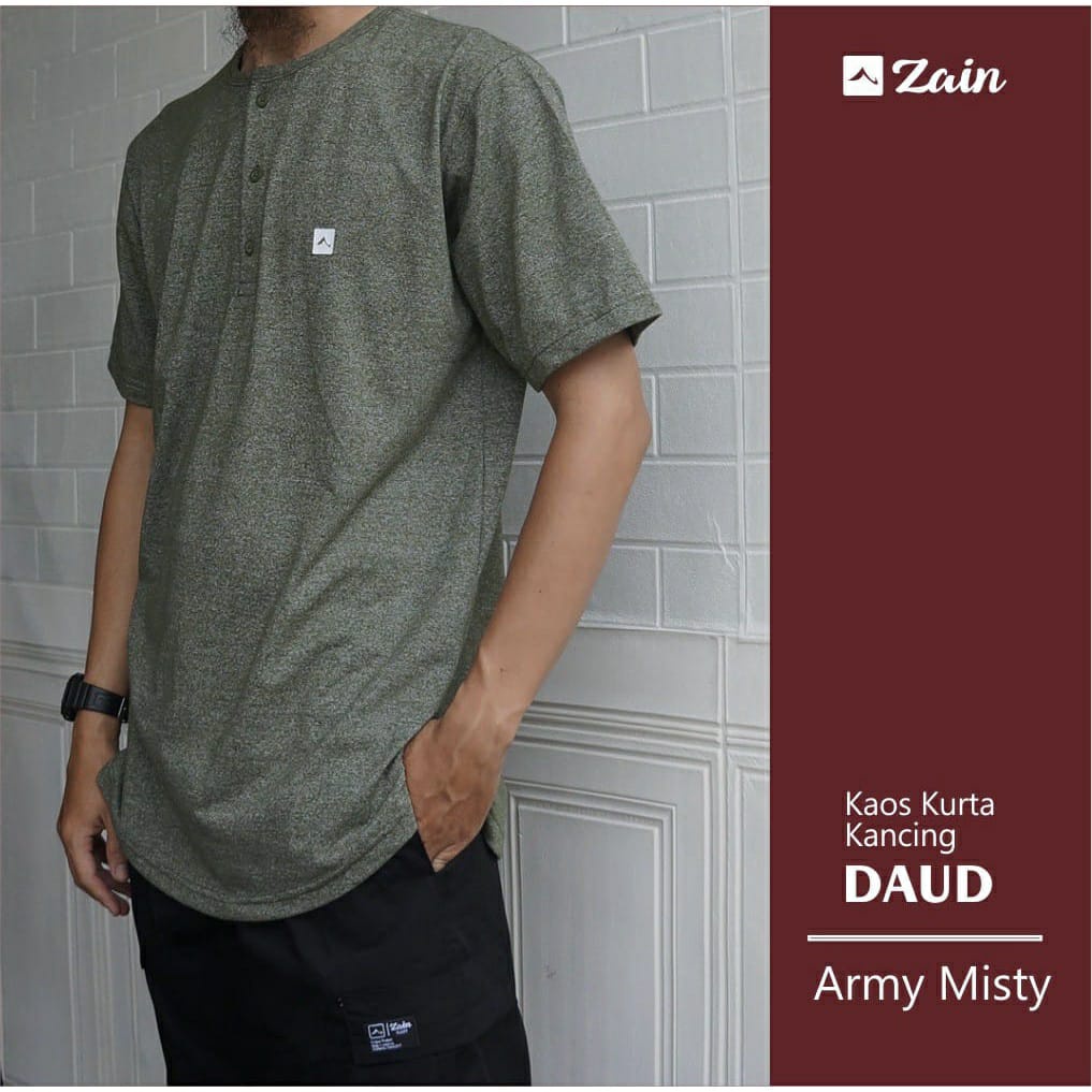 Kaos Kurta Daud Kancing Bahan Katun Siro By Zain Sirwal