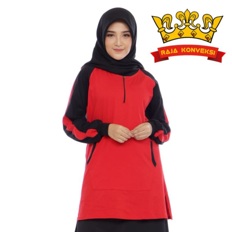 Baju Olahraga senam Wanita Model Tunik Seleting Trendy