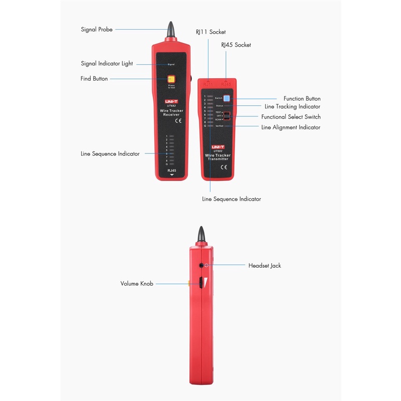 UNI-T UT682 Wire Tracker - Alat Scan dan Tes Kabel RJ11 RJ45