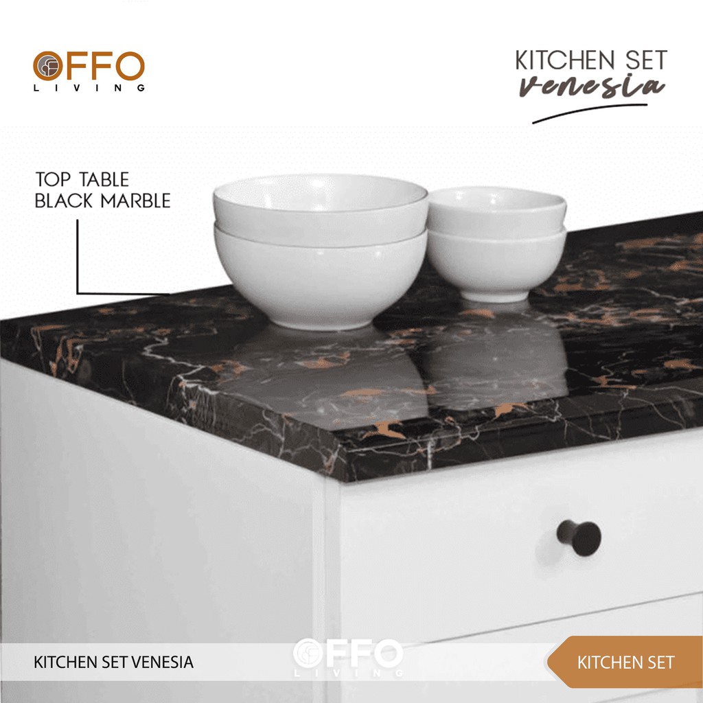 Offo Living - Kitchen Set Lemari Dapur Rak 2 Pintu Body Putih - 014110 VENESIA