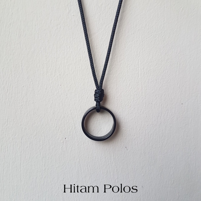 COD  Kalung Liontin Pria // Kalung Tali Hitam Polos Cincin // Kalung Tali Korea //Kalung Tali Pria
