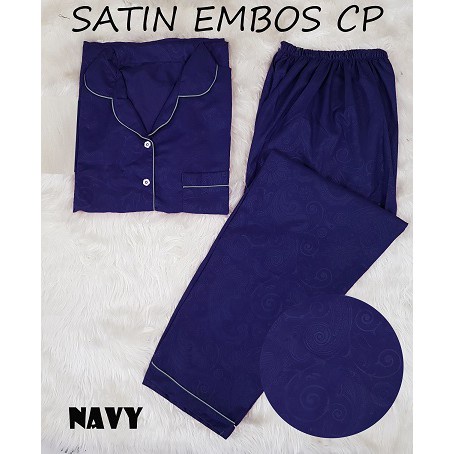 HipNop CP SATIN EMBOS BAJU TIDUR WANITA CELANA PANJANG PIYAMA CEWE CEWEK SLEEPWEAR MAROON