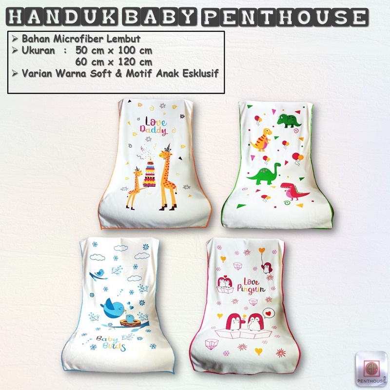 HANDUK BAYI PENGUINS 50x100CM  Handuk Anak Bayi HALUS/Handuk Mandi Anak Bayi - Handuk Mandi Bayi 50X100cm Handuk Bayi