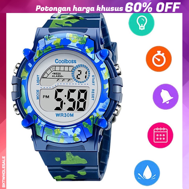 Jam Tangan Pria Olahraga Digital Tahan Air LED Digital Watch Children Boy Girl Waterproof Gift Watches