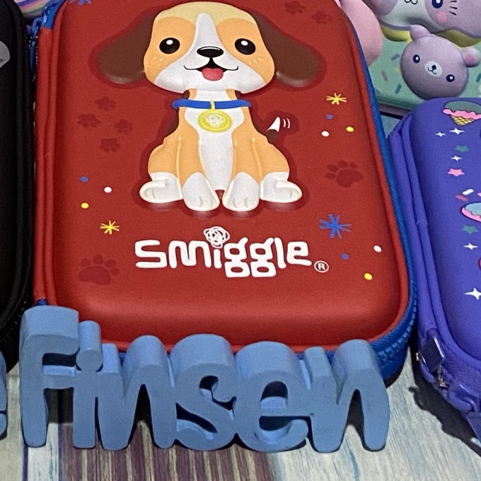 

(BISA COD) Smiggle pencil case/pencil case 3 d - Red puppy