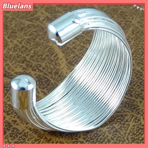 Cincin Jari Model Terbuka Lapis Perak Dapat Disesuaikan Untuk Wanita