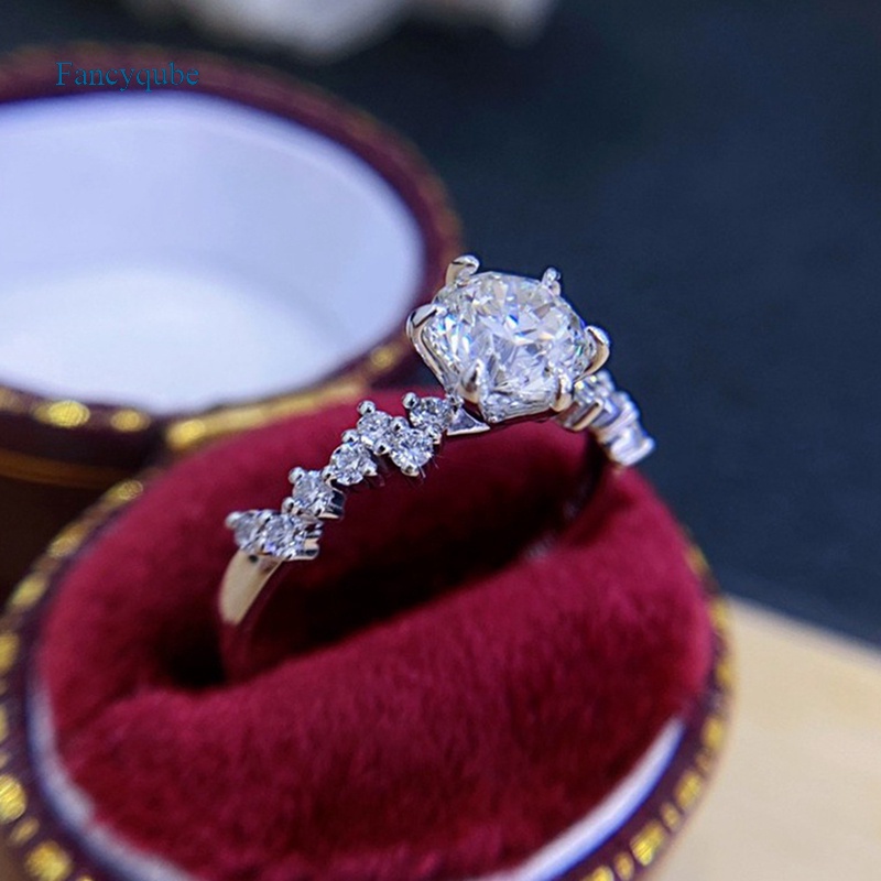 Fancyqube Cincin Wanita Hias Cubic Zirconia Untuk Pertunangan