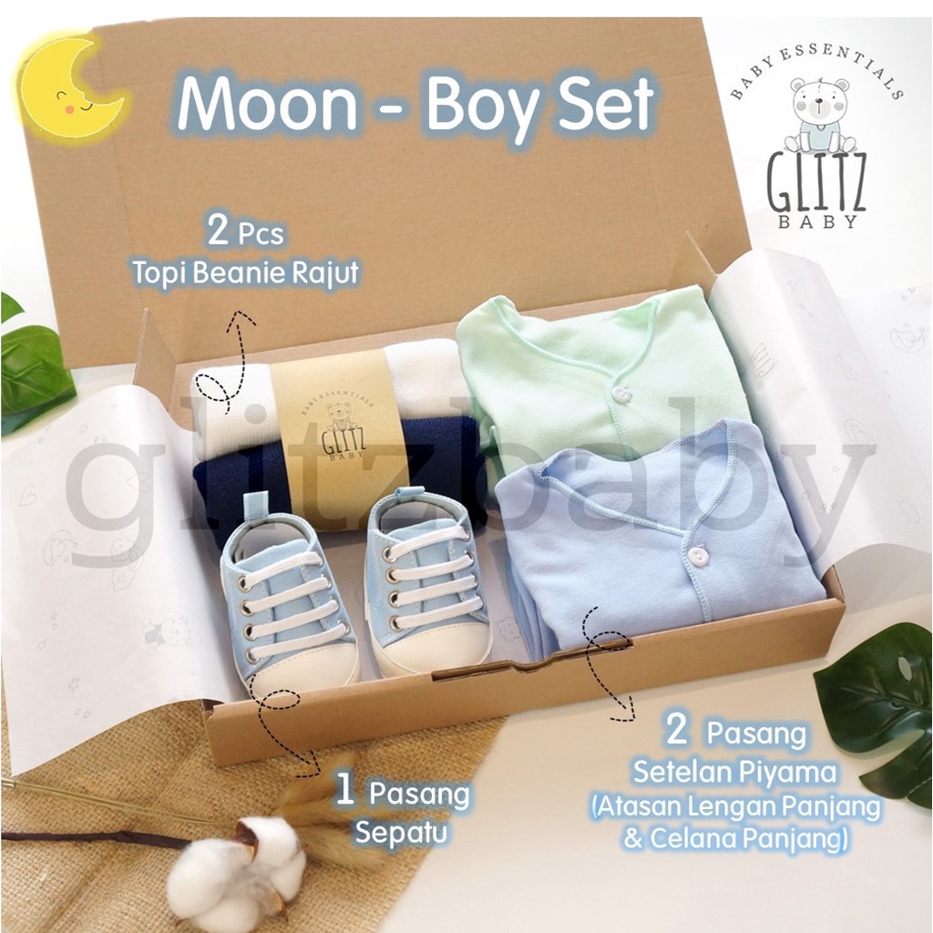 Hampers Bayi Kado Lahiran Newborn Gift Set - Glitz Baby Glitzaksesoris-Moon - Boy  Set