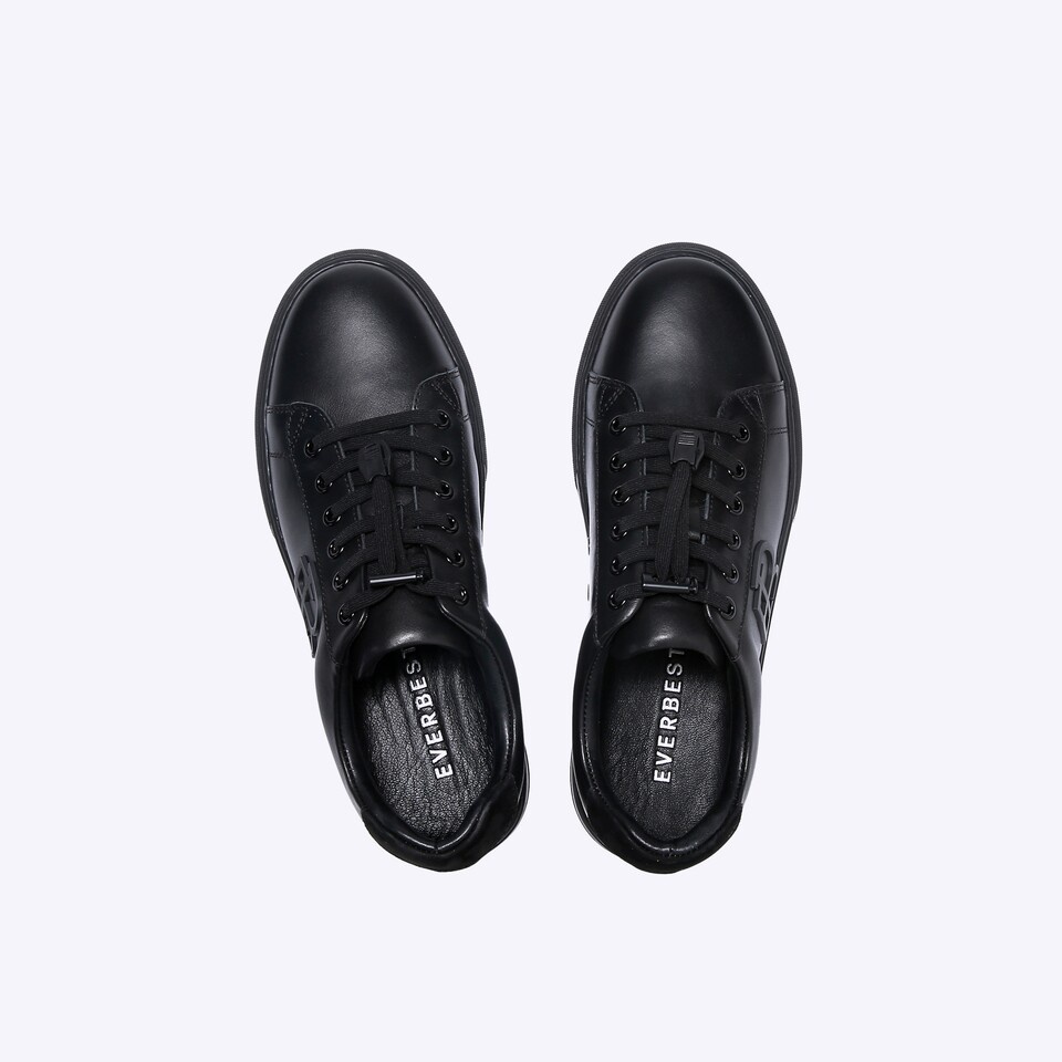 SEPATU SNEAKER KULIT EVERBEST PRIA ORIGINAL CASUAL KETS ALL FULL BLACK POLOS EM93