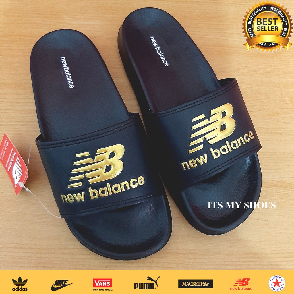  Sandal  Slop Pria Wanita  Flip Flop Karet  Import Hitam Gold 