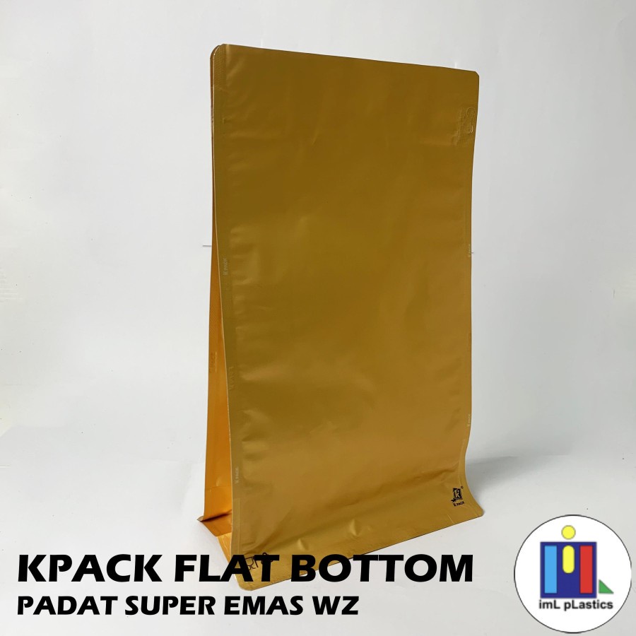 K pack Standing Flat Bottom Gold Super Aluminium Foil 2000gr - per pcs