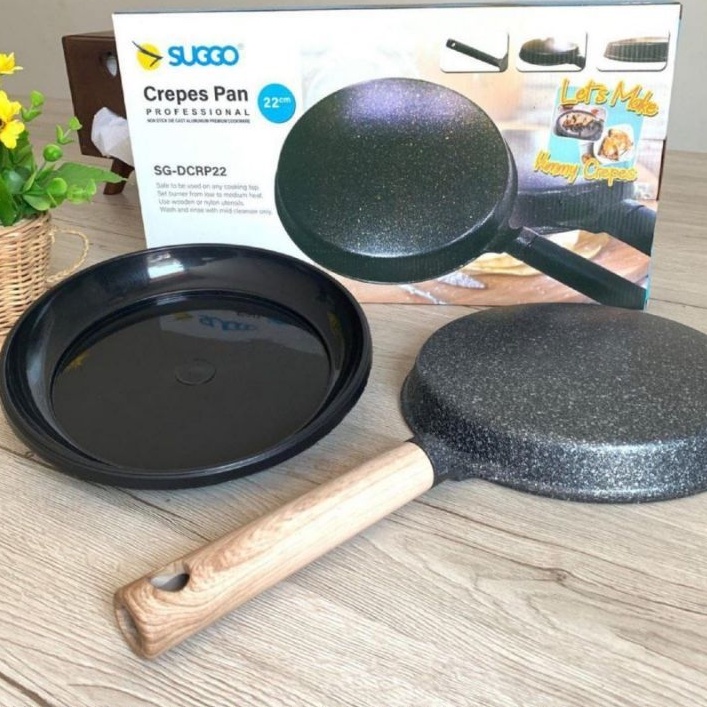 Suggo Crepes Maker 22 CM Crepe Teflon Cetakan Kulit Lumpia Leker Anti Lengket
