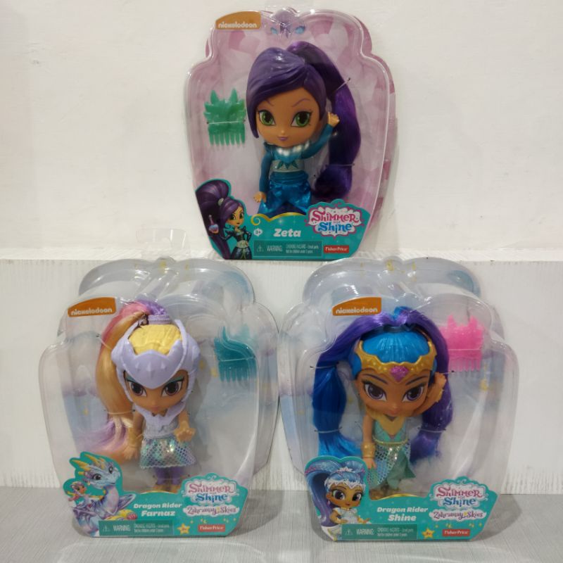 ori original shimmer and shine nickelodeon fisher price doll zeta farnaz zahramay skies &amp; dragon rider boneka sisir rambut mainan anak cewek perempuan hadiah kado ultah basic comb salon