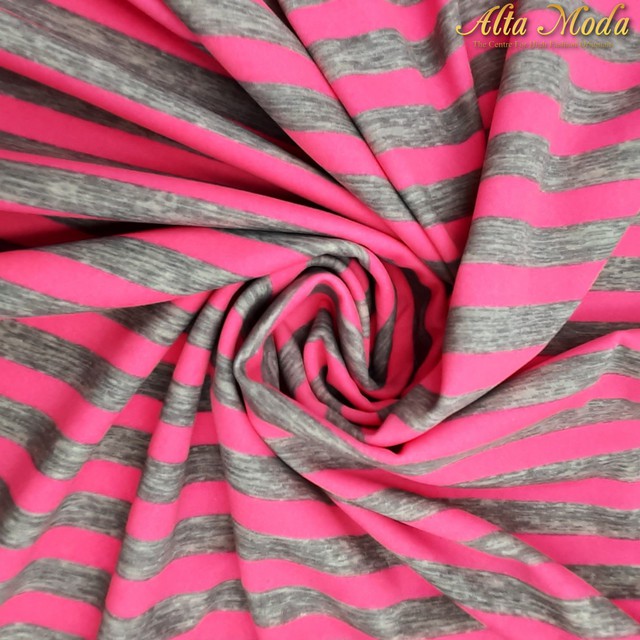 

Alta Moda Fancy Printed Stretch - Pink Stripe Rain Design (1M)