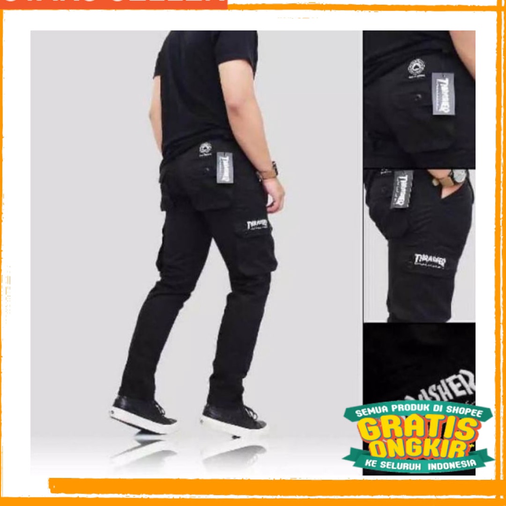 HITAM ABU NAVY BIRU MERAH PUTIH // YANG LAGI HITS Celana cargo panjang pria premium distro Quality 1