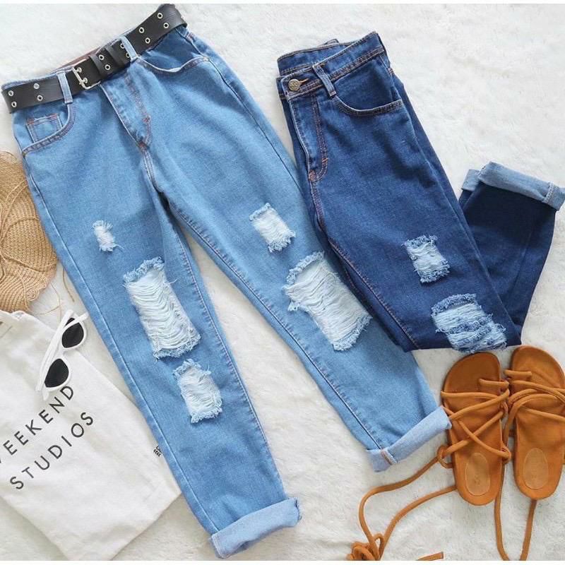 celana jeans wanita//celana wanita//celana jeans terbaru// boyfrend-sobek premium//celana boyfrend.