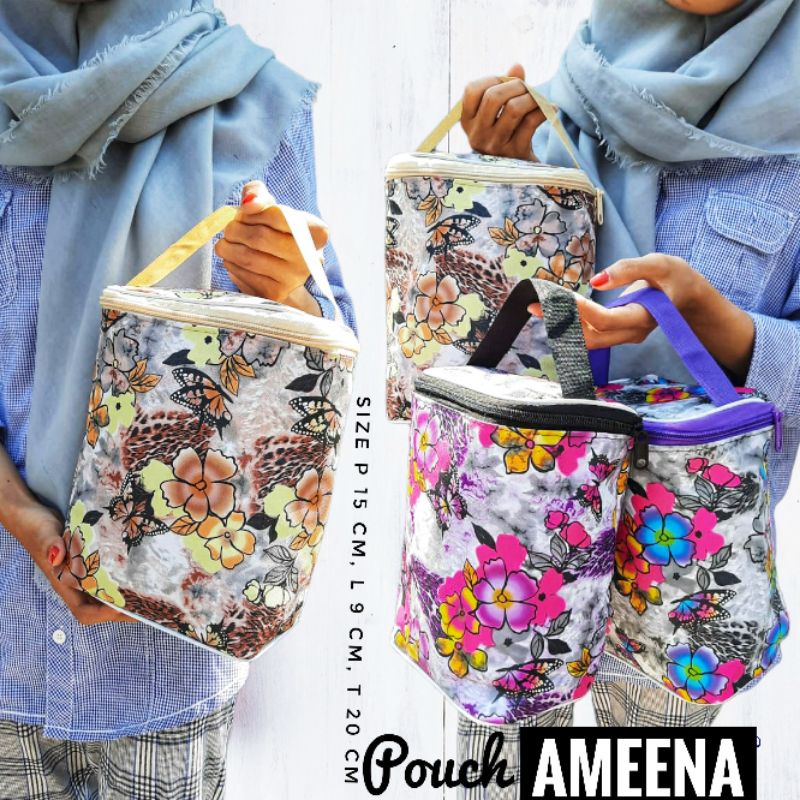 POUCH KOSMETIK MOTIF MODEL BERDIRI