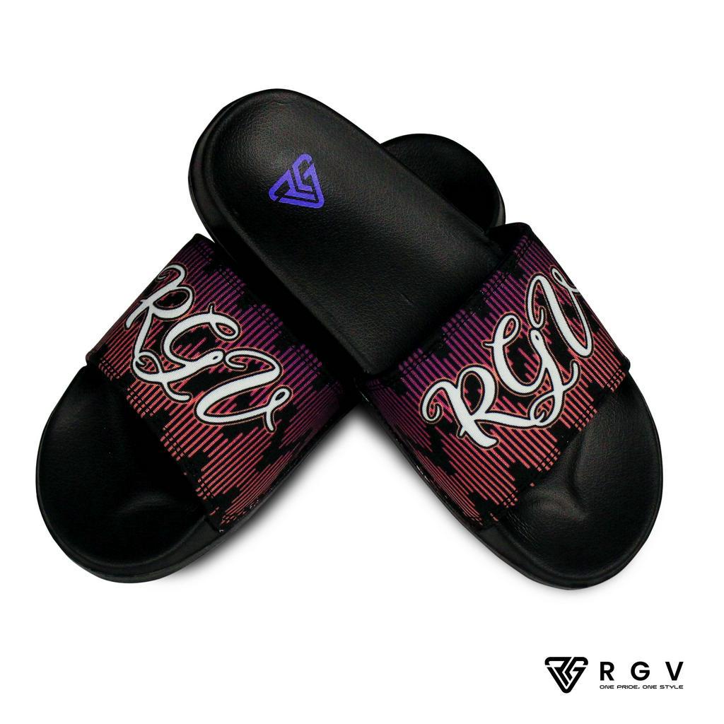 RGV - SANDAL PRIA DAN WANITA SLIDE SLIP ON SENDAL ANTI LICIN RINGAN SELOP NEON LINE PURPLE