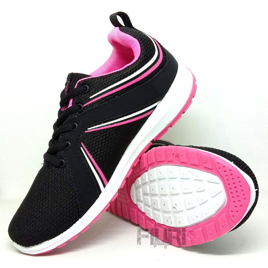 FIURI - ANDO ORIGINAL - CRISSY 37-40 HITAM PINK - SEPATU SNEAKERS SPORT KANVAS SOL KARET ANAK PEREMPUAN - SEPATU KETS FASHION TRENDY WANITA DEWASA - SEPATU OLAHRAGA LARI FITNES SENAM KERJA KULIAH BERTALI CEWEK MURAH PROMO DISKON BONUS KAOS KAKI