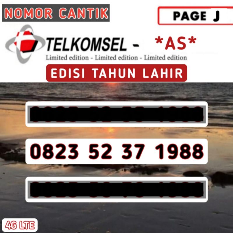 Nomor Cantik Kartu Perdana Telkomsel AS 0823 (EDISI TAHUN LAHIR)