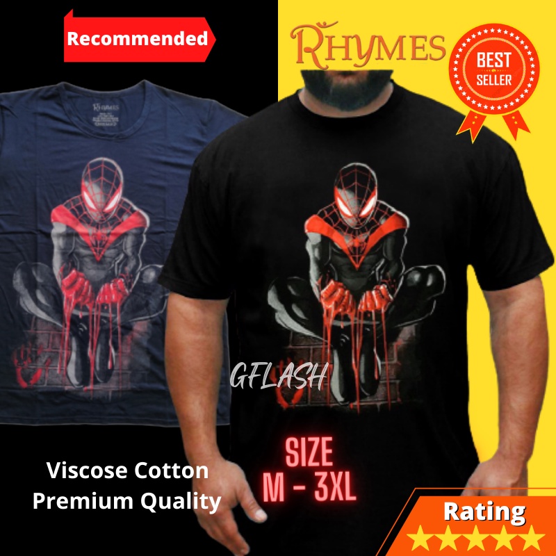 Kaos Pria Spiderman Jongkok Baju Rhymes Import Big Size Tshirt XXXL Jumbo Spider