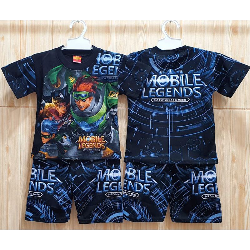 Setelan Baju Kaos Mobile Legend Anak Laki Laki Umur 2 - 10 Tahun Murah