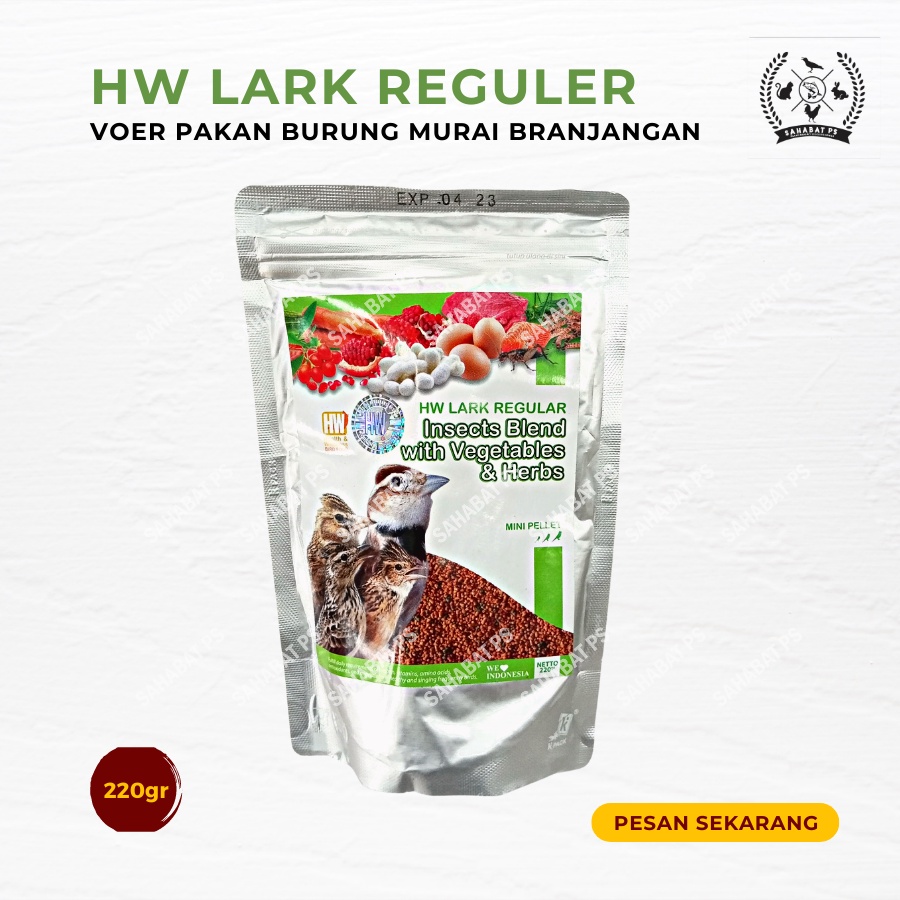 PAKAN BURUNG HW LARK REGULER INSECTS BLEND WITH VEGETABLE VOER BRANJANGAN MURAI